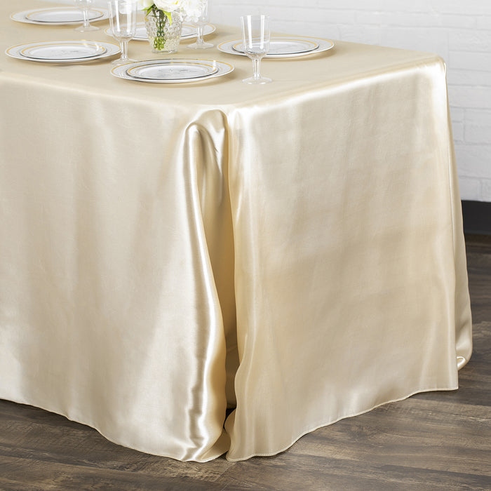 Satin Rectangular 90"x132" Tablecloth - Champagne