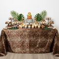 Satin Rectangular 90"x132" Tablecloth - Leopard Design for dessert table