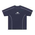 Navy athletic streetwear T-shirt with white piping and centered MADEGPSR logo