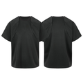 Omirad Shadow Structure oversized black t-shirt shown front and back with structured panel seams and dropped shoulders