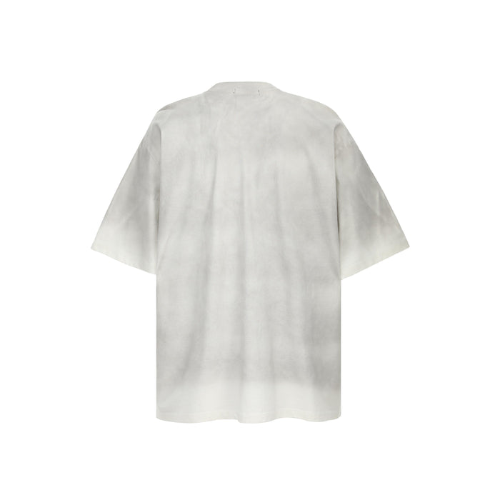 Oversized white T-shirt with wide sleeves and a clean minimalist back view on a plain background