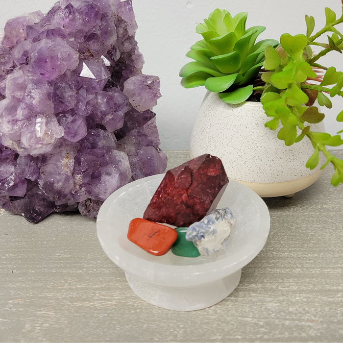 Selenite Pedestal Bowl 3-4"
