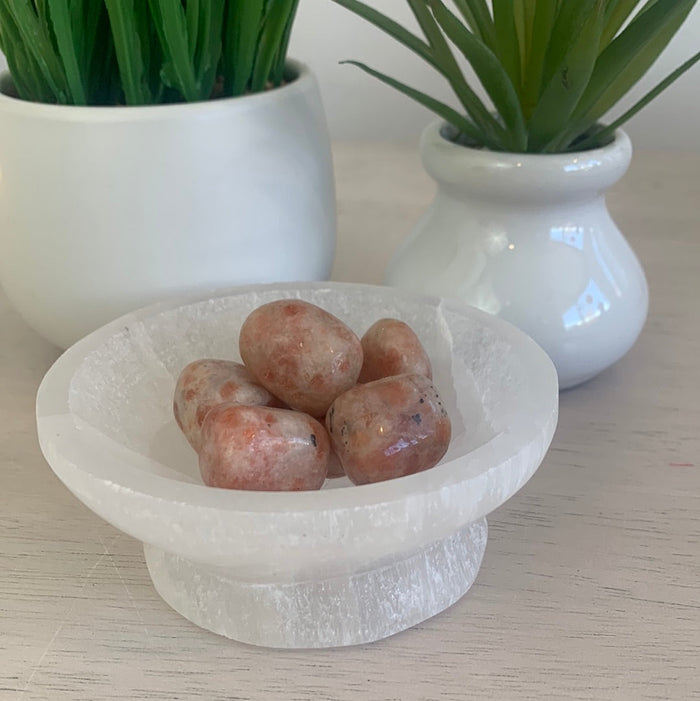 Selenite Pedestal Bowl 3-4"