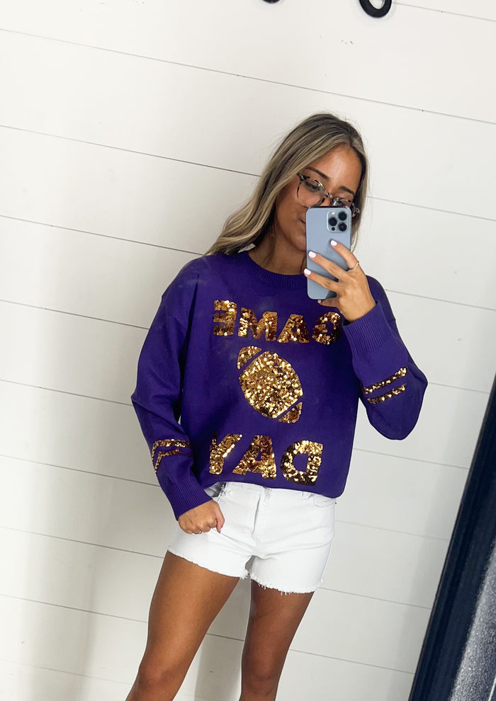 Sequin Game Day Sweater