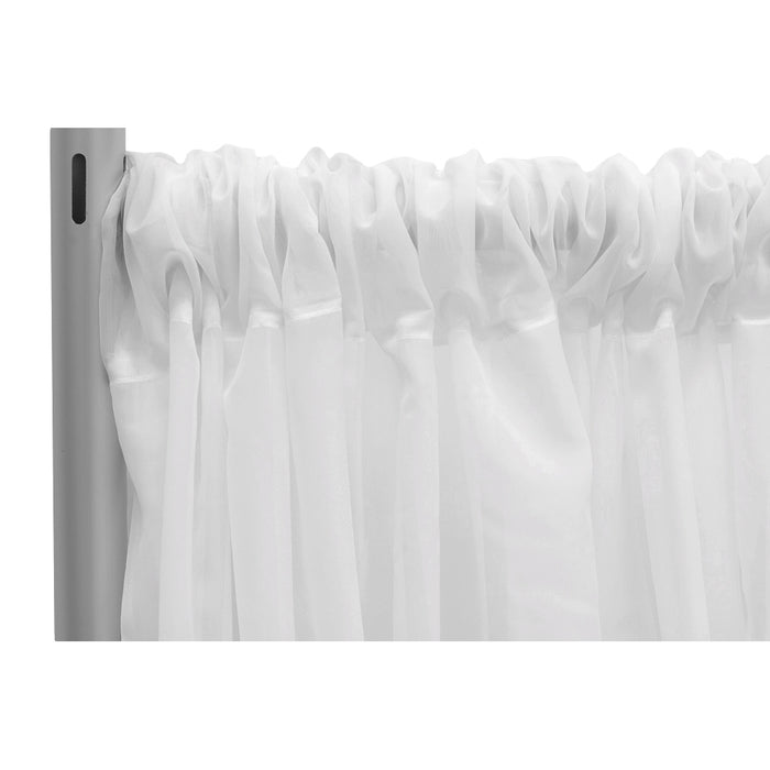 Sheer Voile Flame Retardant (FR) 10ft H x 118" W Drape/Backdrop Curtain Panel - White - CV Linens