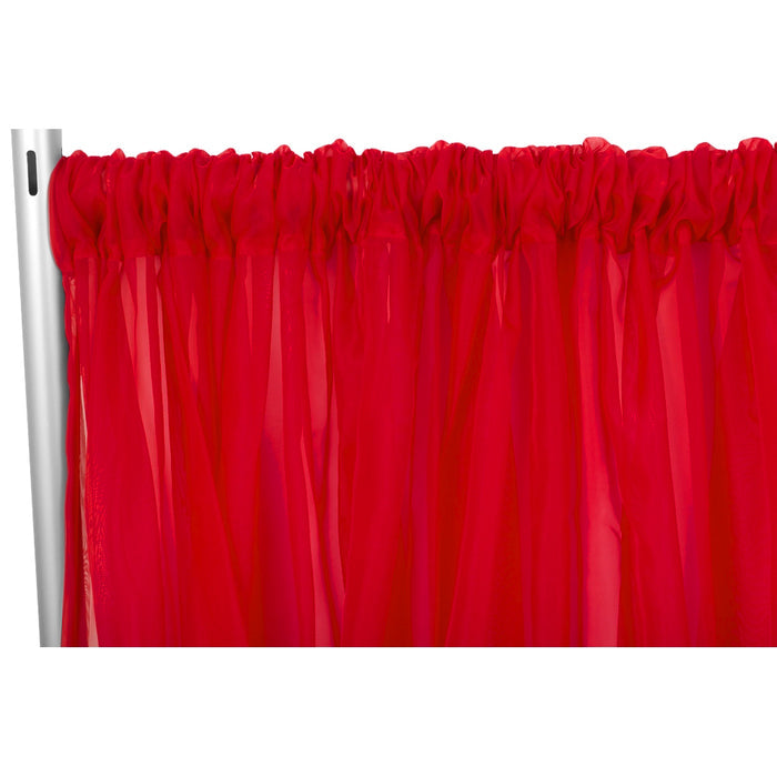 Sheer Voile Flame Retardant (FR) 12ft H x 118" W Drape/Backdrop Curtain Panel - Red - CV Linens