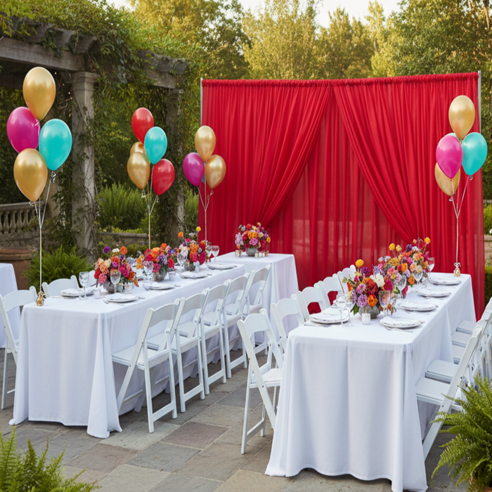 Birthday Party – Red Sheer Voile Drape Backdrop