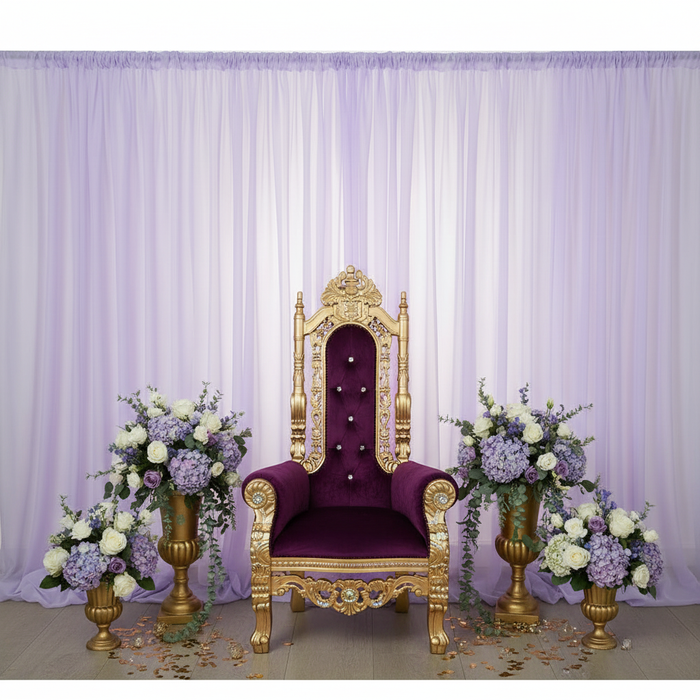 Sheer Voile Flame Retardant (FR) 14ft H x 118" W Drape/Backdrop Curtain Panel - Lavender indoor celebration