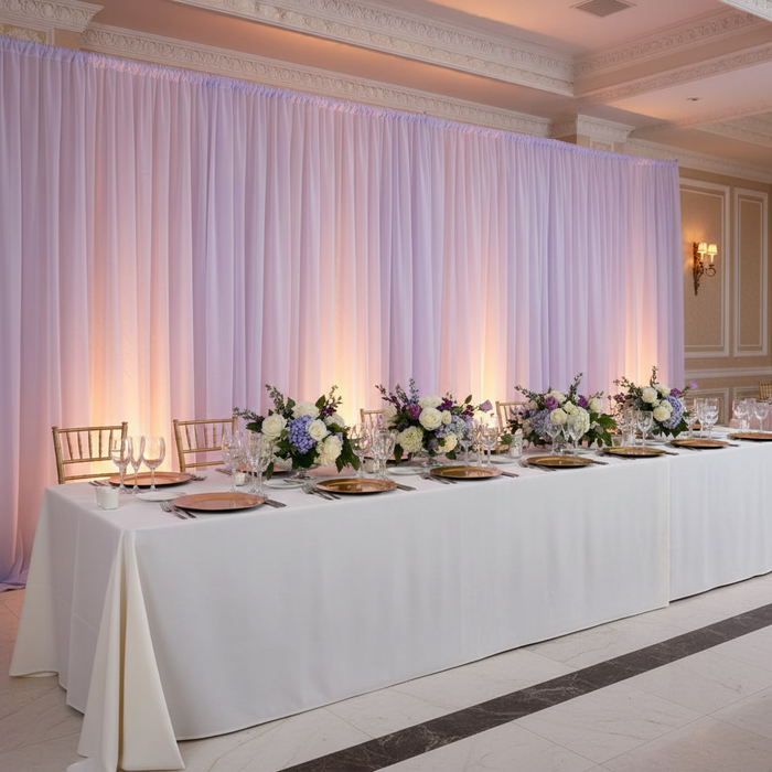 Sheer Voile Flame Retardant (FR) 14ft H x 118" W Drape/Backdrop Curtain Panel - Lavender indoor celebration