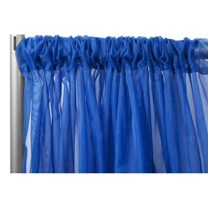 Sheer Voile Flame Retardant (FR) 14ft H x 118" W Drape/Backdrop Curtain Panel - Royal Blue - CV Linens