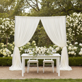 Sheer Voile (IFR) 8ft H x 118" W Drape/Backdrop Panel - Ivory | uprights | crossbar | bases |