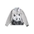 Shop Unique Panda Print Denim Chambray Jacket on Sale - Men's and Women's Long Sleeve Vintage Style - Seakoff