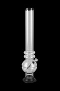 Clear glass water pipe (bong) isolated on a black background.