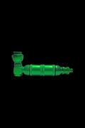 Green glass bubbler pipe against a black background.