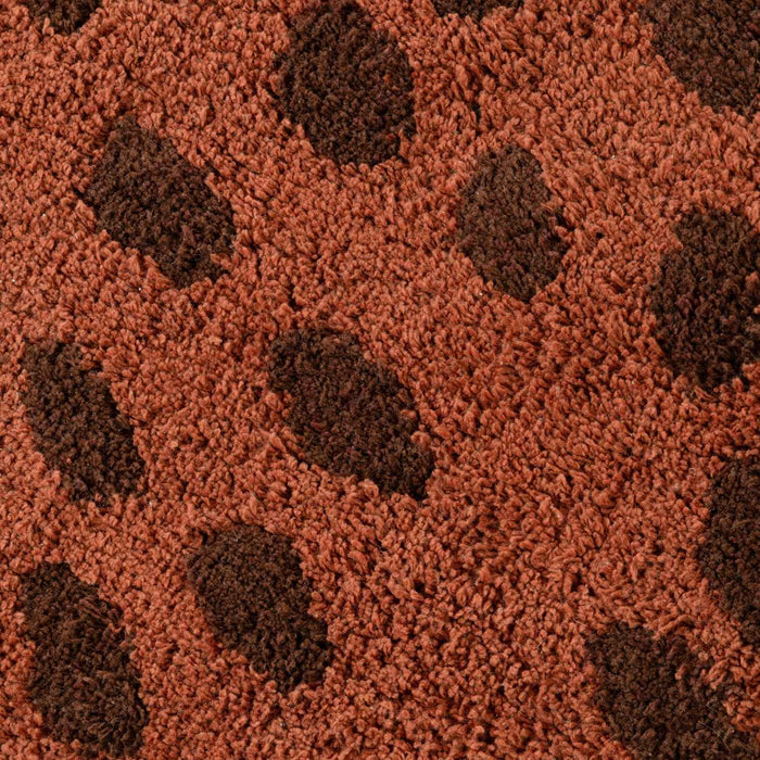 Close-up of a brown and black patterned carpet