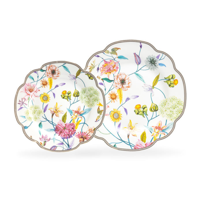 Spring Flowers with Hummingbird Fine Porcelain Latte Cups Tea Set