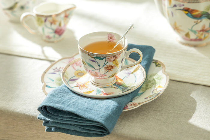 Spring Flowers with Hummingbird Fine Porcelain Tea Set