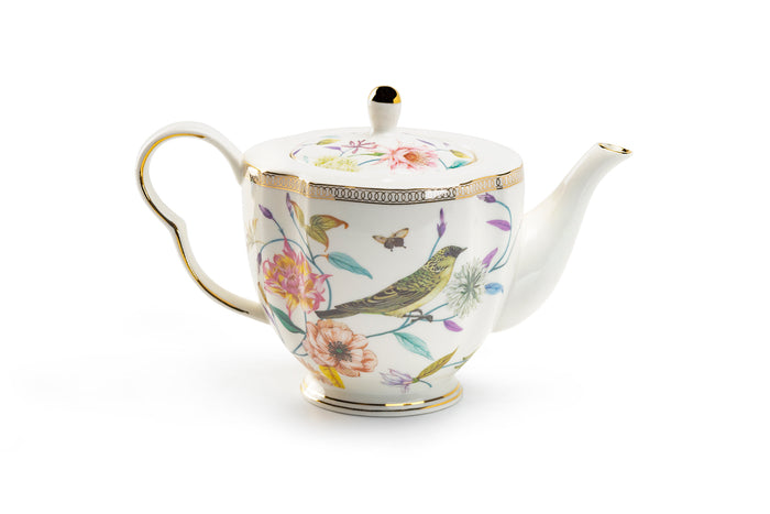 Spring Flowers with Hummingbird Fine Porcelain Teapot