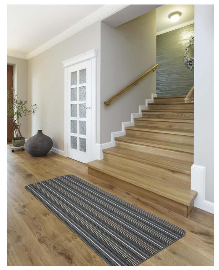 Stockholm Lead/Light Blue Washable Mat - Stylish & Practical