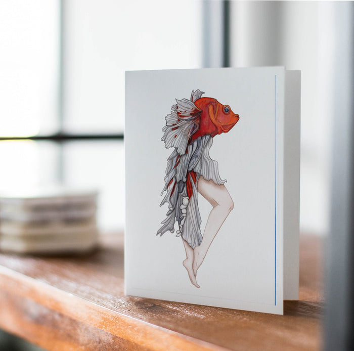 PinkPolish Design Note Cards "Strange Fish" Handmade Notecard