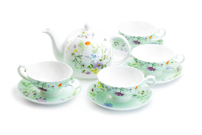 Stechcol Gracie Bone China Summer Meadow Mint Tea Set