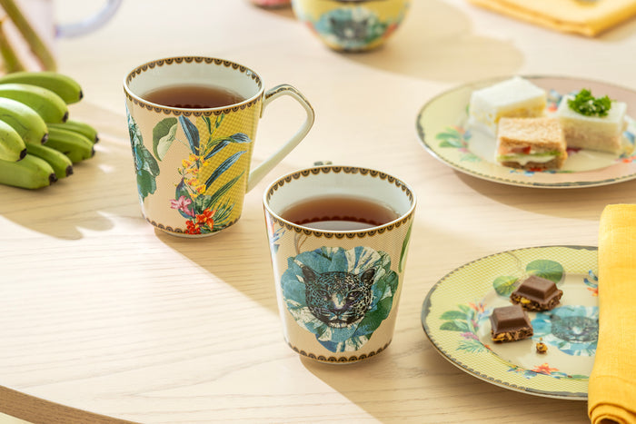 Summer Savanna Leopard Blue Fine Porcelain Mug