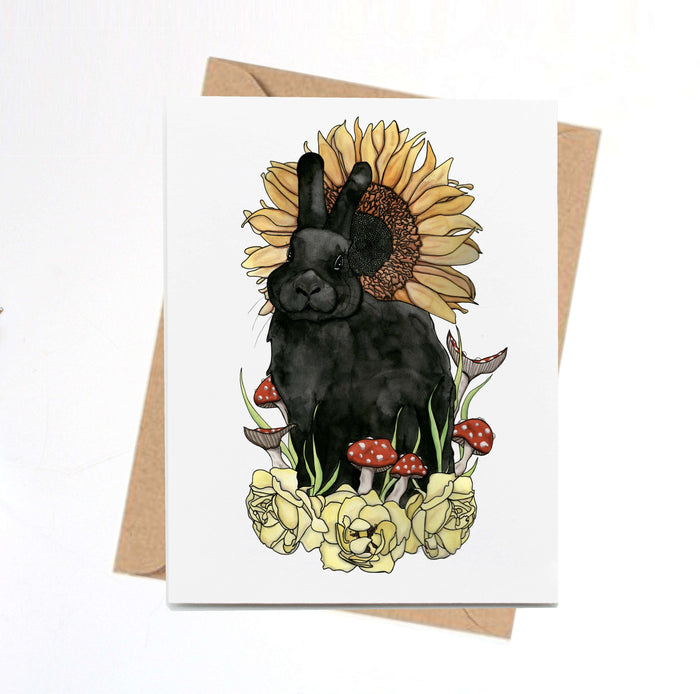 PinkPolish Design Note Cards "Sunny Bun Bun" Handmade Notecard
