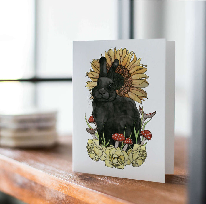 PinkPolish Design Note Cards "Sunny Bun Bun" Handmade Notecard