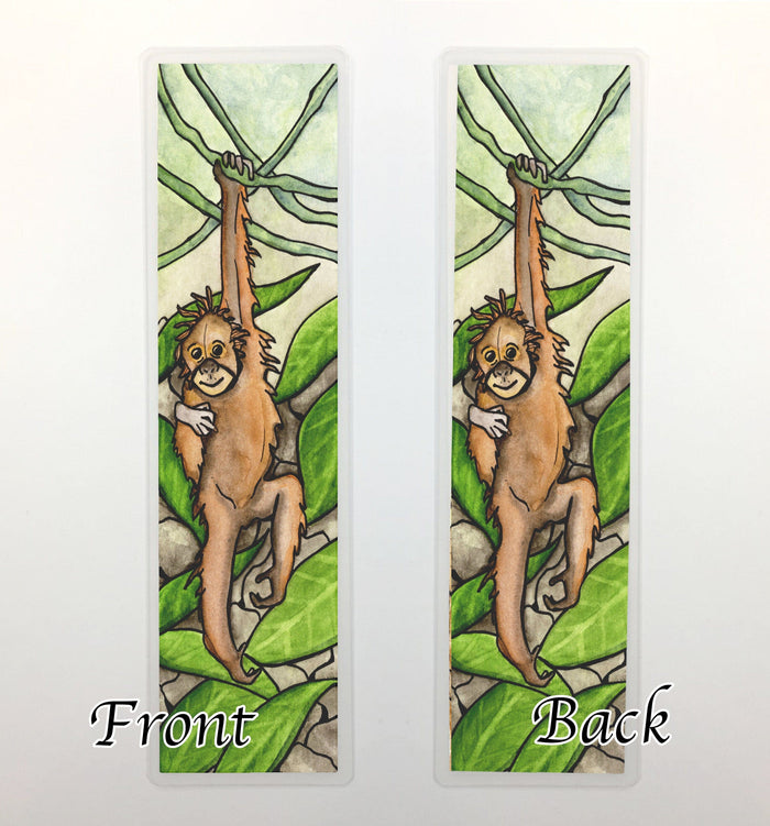 PinkPolish Design Bookmarks "Swinging Orangutang" 2-Sided Bookmark