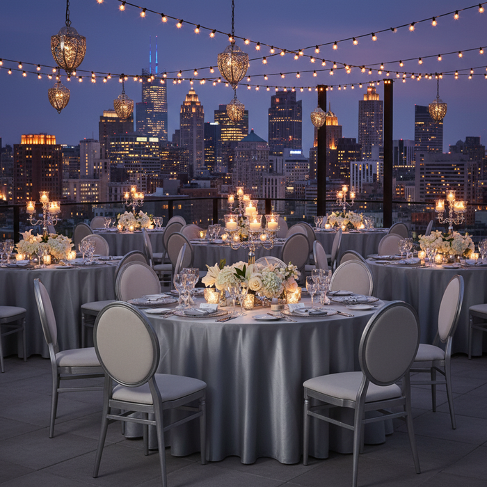Outdoor Rooftop Gala – Silver Taffeta Color Matched