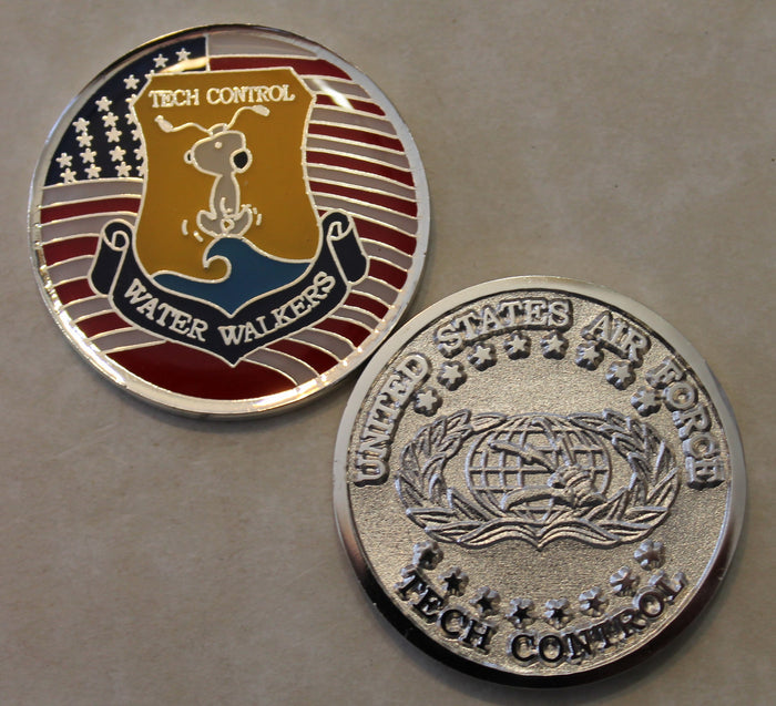 Tech Control AFSC 3C2 Water Walker Snoopy Air Force Challenge Coin