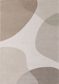 Wool Rug Clarissa Beige Grey Abstract design rug, high-low textured pile, easy to clean.
