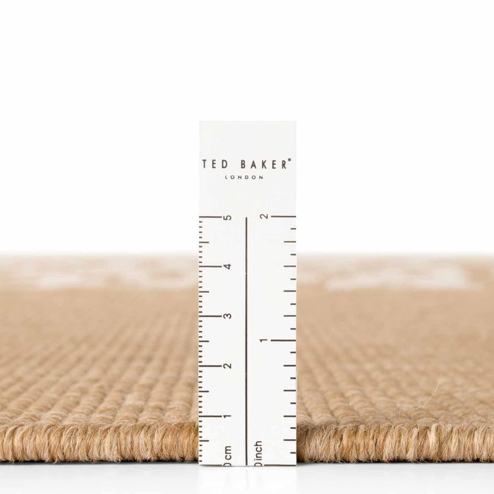 Beige rug with a ruler for scale, featuring Ted Baker London branding.