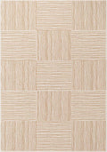 Beige and brown checkered patterned rug