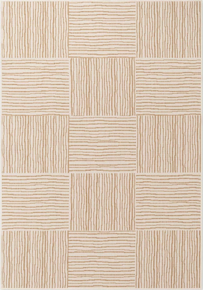 Beige and brown checkered patterned rug