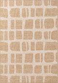 Beige and brown geometric patterned rug