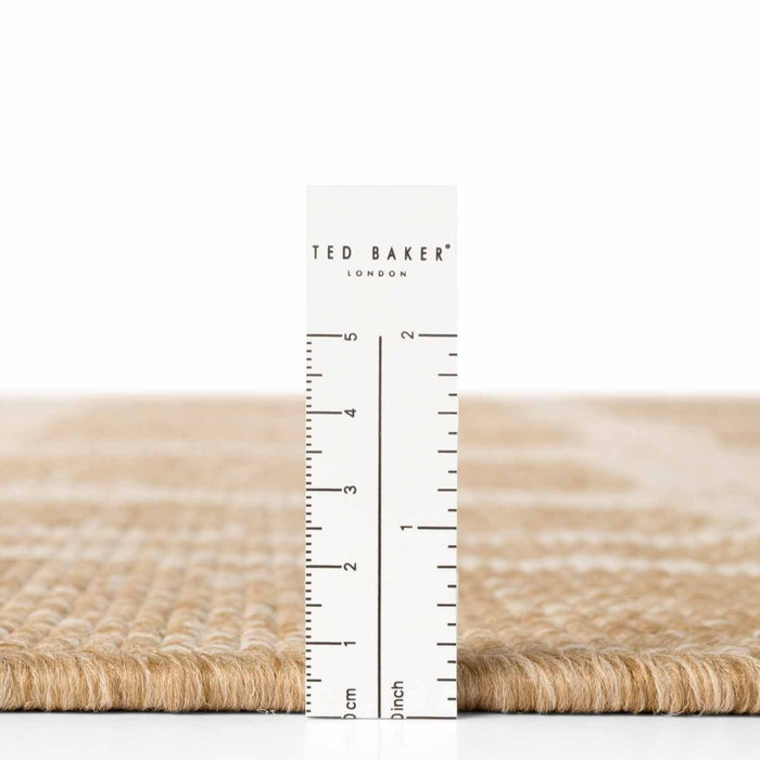 Beige rug with a ruler for scale and 'Ted Baker London' branding.