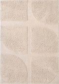 Beige textured rug with a geometric pattern