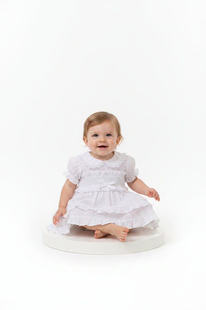 Tiered Baby Dress with Smocking and Bow (NB-6m) (PK6) BIS-2120-6266