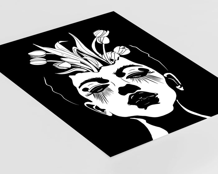 PinkPolish Design Posters, Prints, & Visual Artwork "Tulips": Digital Ink Drawing: Art Print