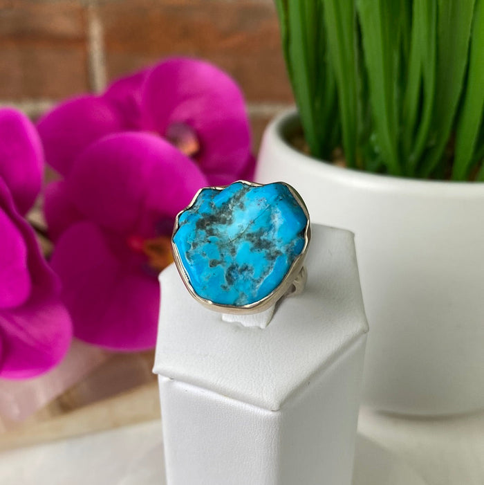 Turquoise (Sleeping Beauty) sterling silver Ring- Adjustable