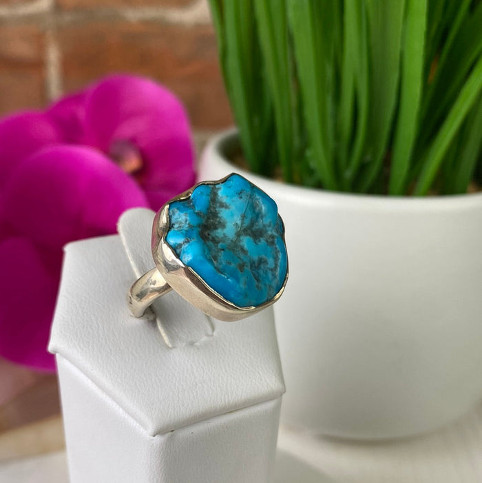 Turquoise (Sleeping Beauty) sterling silver Ring- Adjustable