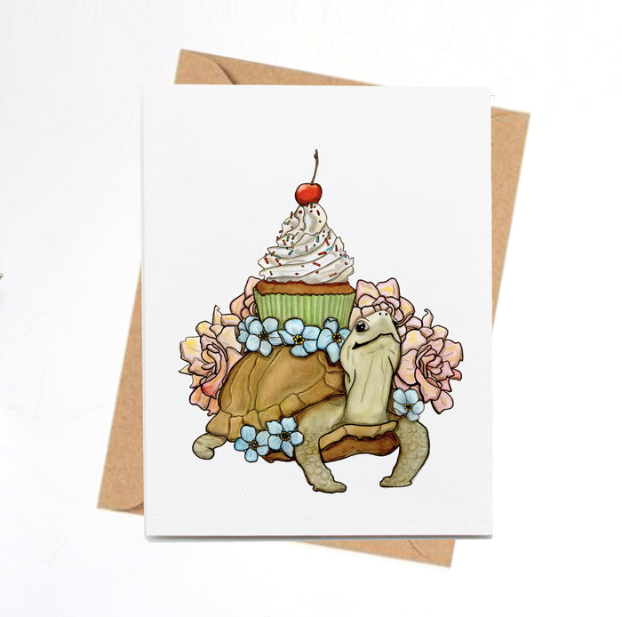 PinkPolish Design Note Cards "Turtle Celebration" Handmade Notecard