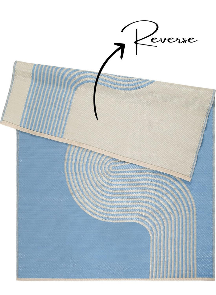 Urban Outdoor Rug Blue & Beige | Modern Geometric Design