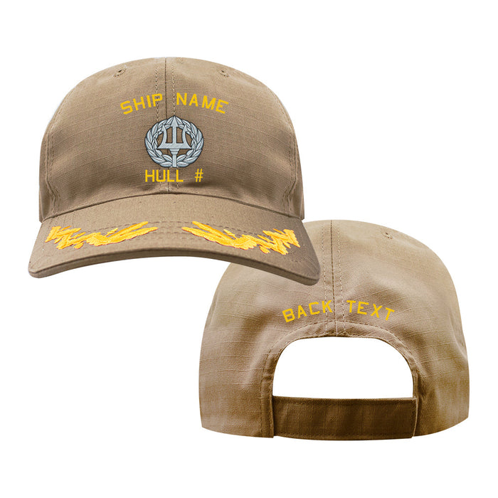 U.S. Navy Custom Ship Cap - Coyote - Captain Scrambled Eggs -Navy Command Ashore Hats and Caps