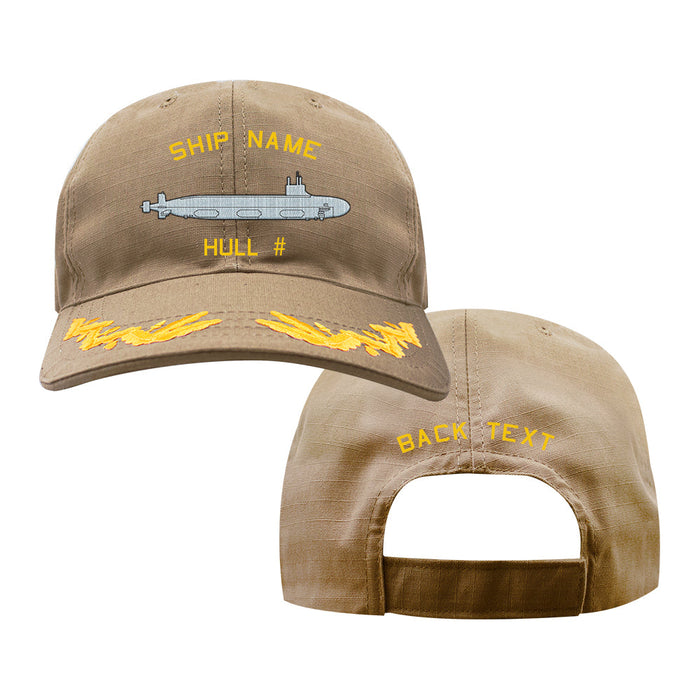 U.S. Navy Custom Ship Cap - Coyote - Captain Scrambled Eggs -Virginia Class Attack Submarine Hats and Caps
