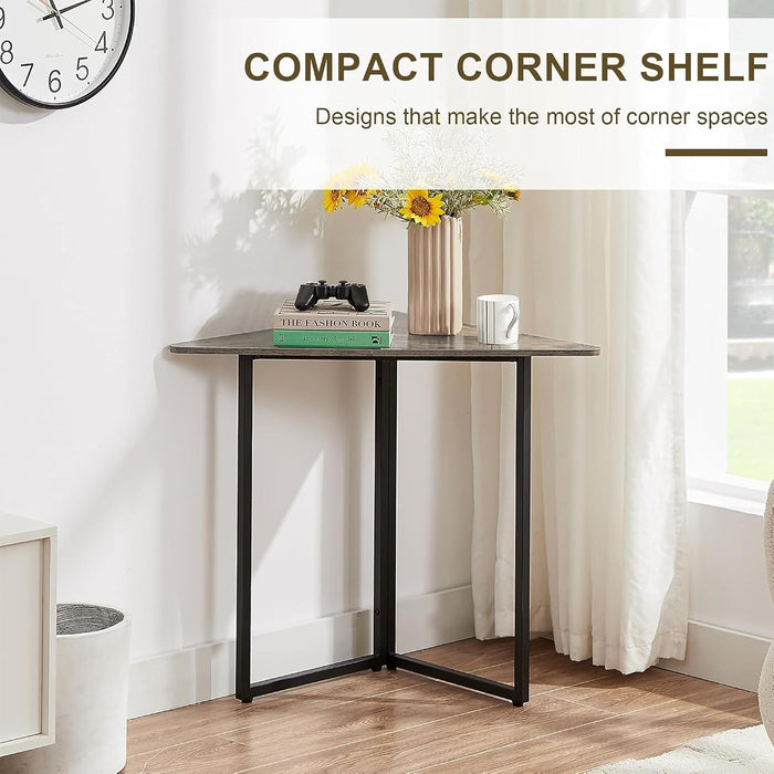 VECELO Corner Shelf, End Side Tables, Triangle Shelves with Metal Frame for Small Space
