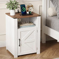 VECELO Farmhouse Nightstand with Charging Station