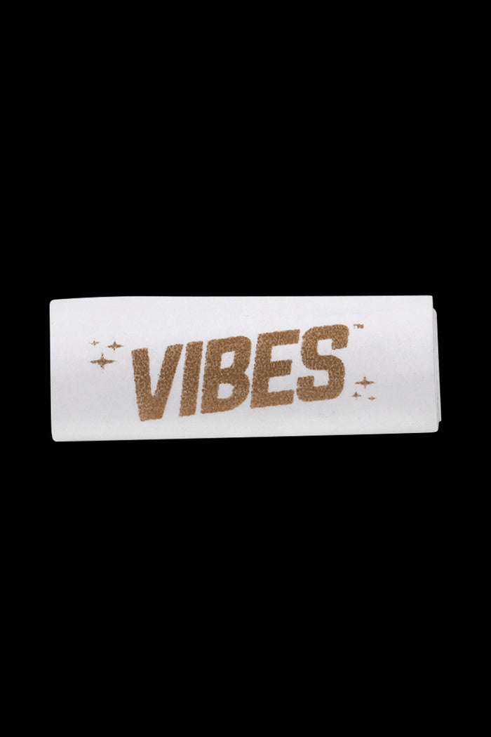 Front view of the VIBES Rolling Tips Box - 50 Pack, showing a rectangular cardboard container with branding visible.