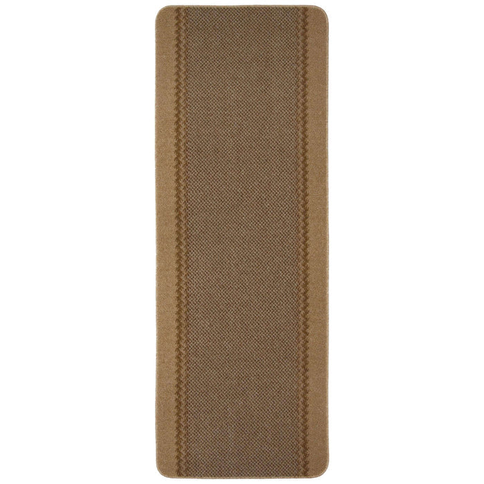 Machine Washable Designer Mats Bordered Line Design Beige